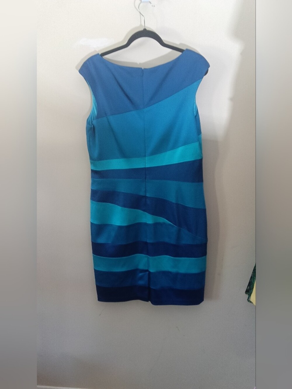JAX Sleeveless Blue Stripe Sheath DRESS SIZE 16 New No Tag - Picture 5 of 7